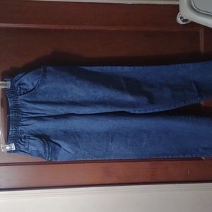 Vintage acid wash elastic waist tapered jeans dark denim high waist mom sz 10